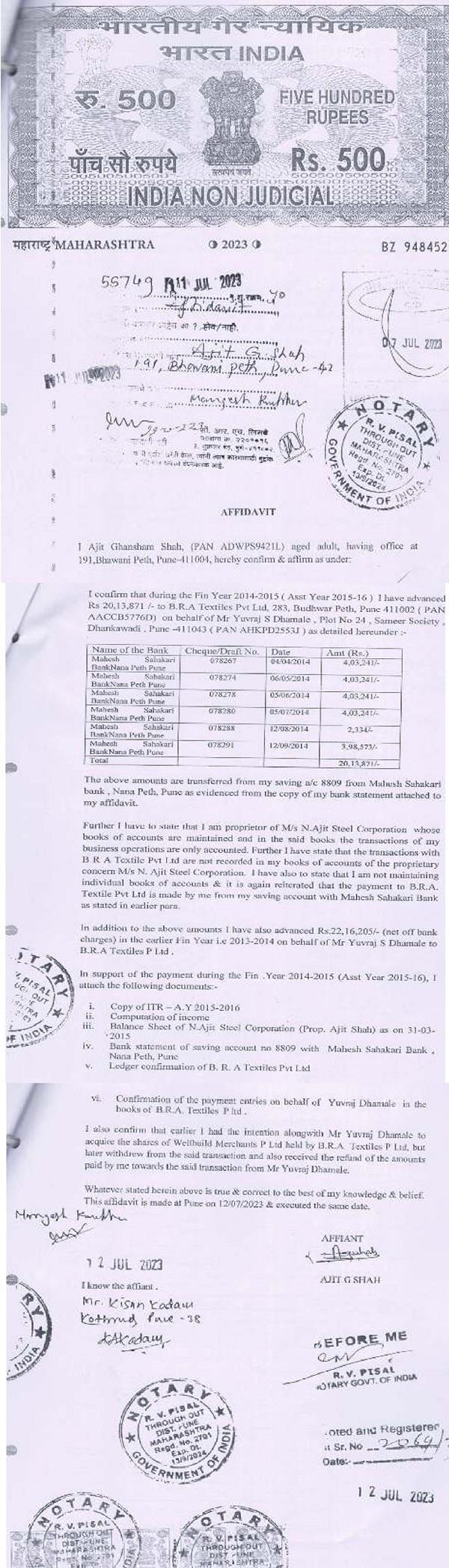 Affidavit of Shri Ajit