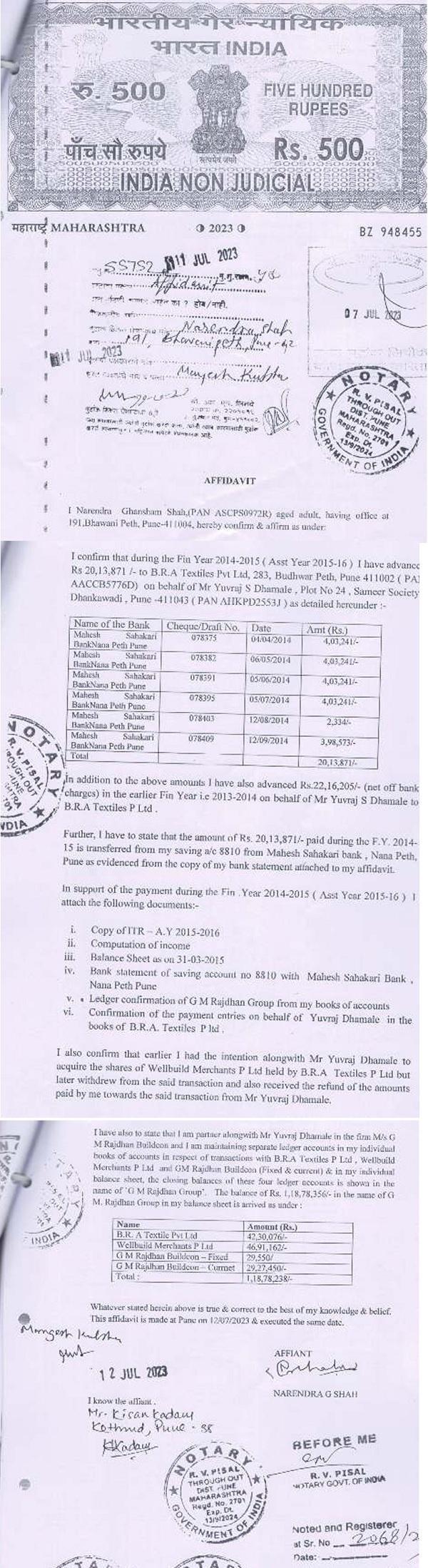 Affidavit of Shri Narendra Ghansham
