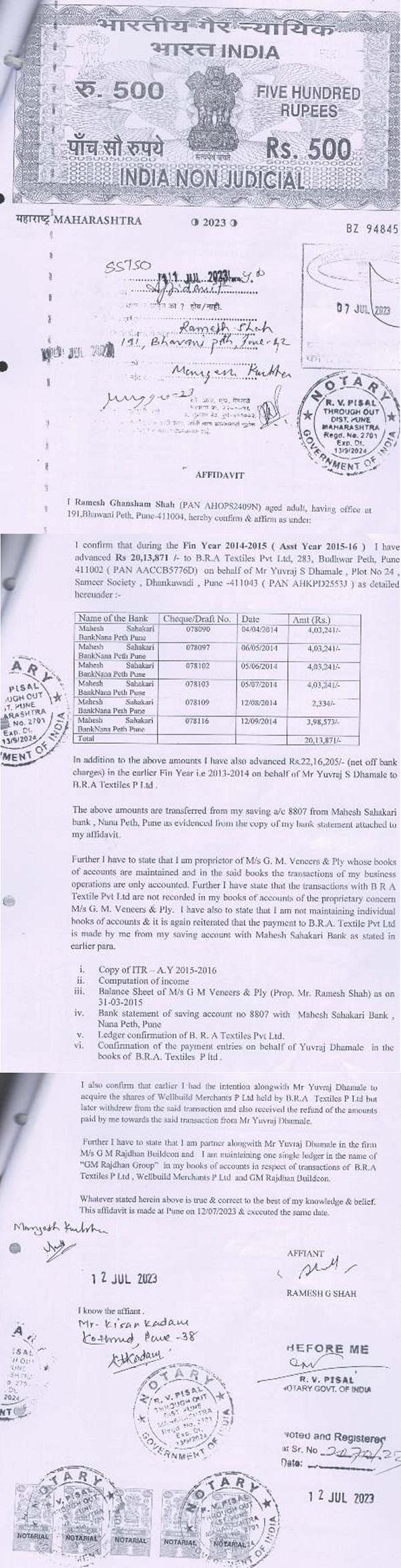 Affidavit of Shri Ramesh Ghansham