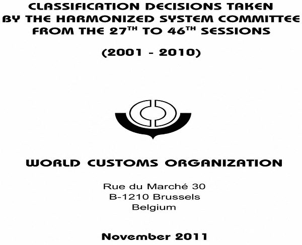 Classification opinions given by WCO