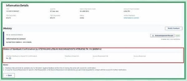 Figure 10- Information confirmation status