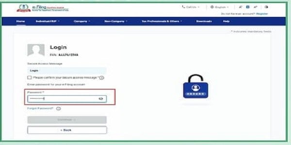Figure 3- e-filing portal login page