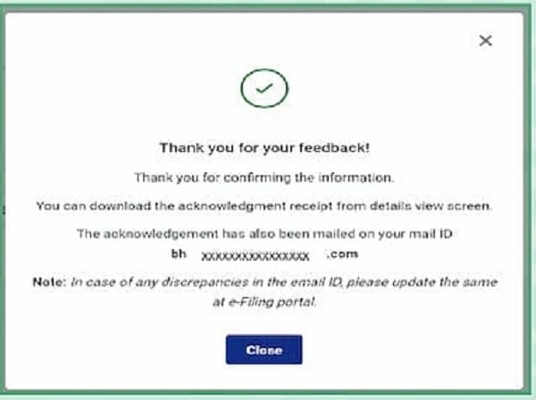 Figure 9- AIS Feedback Submitted Successfully
