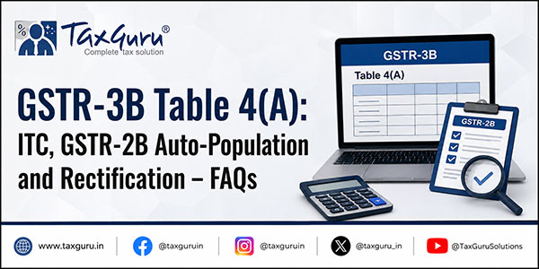 GSTR-3B Table 4(A): ITC, GSTR-2B Auto-Population and Rectification – FAQs