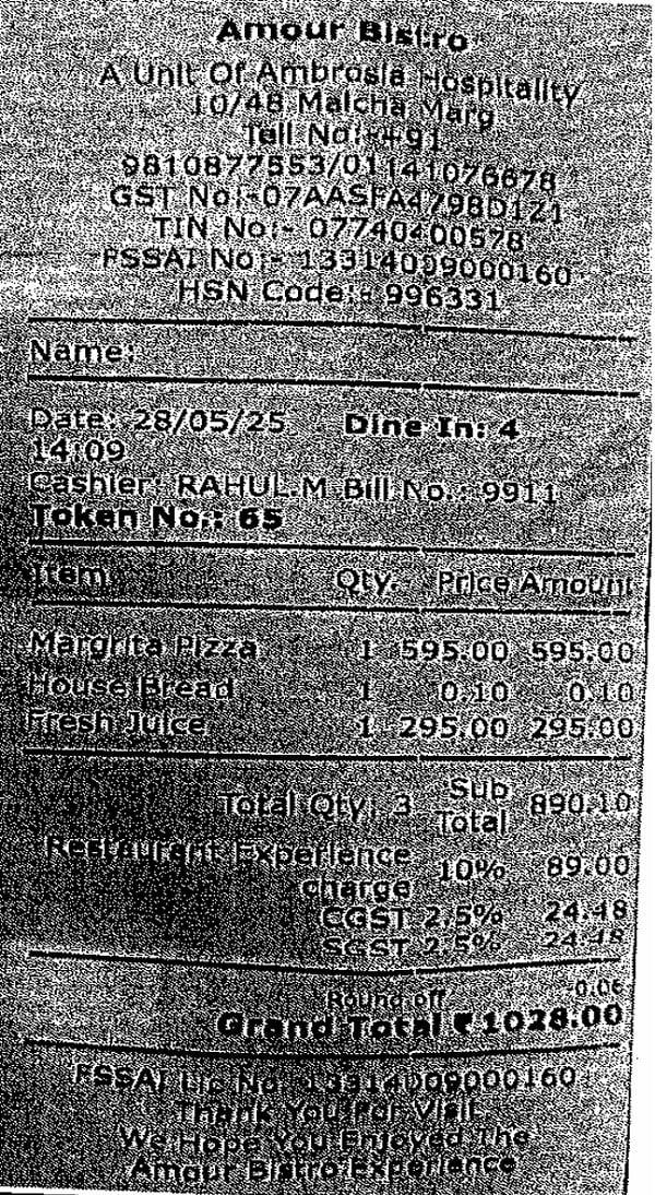 Restaurant Experience Charge Bill