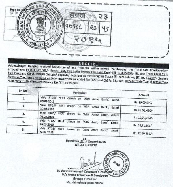 Schedule of payments is part of the agreement