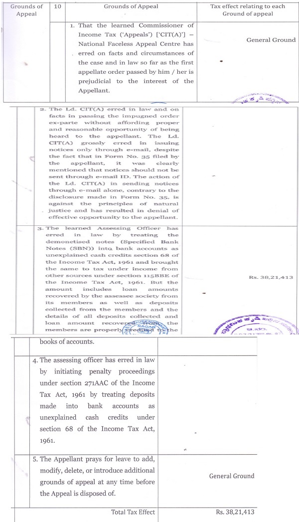 The assessee has raised the following grounds of appeal