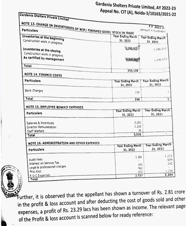 perusal of the financial statements of the appellant shows that the assessee company had an opening stock of Rs. 12.90 crores at the beginning of the year
