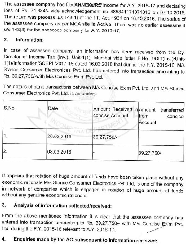 reassessment order passed and the consideration 2