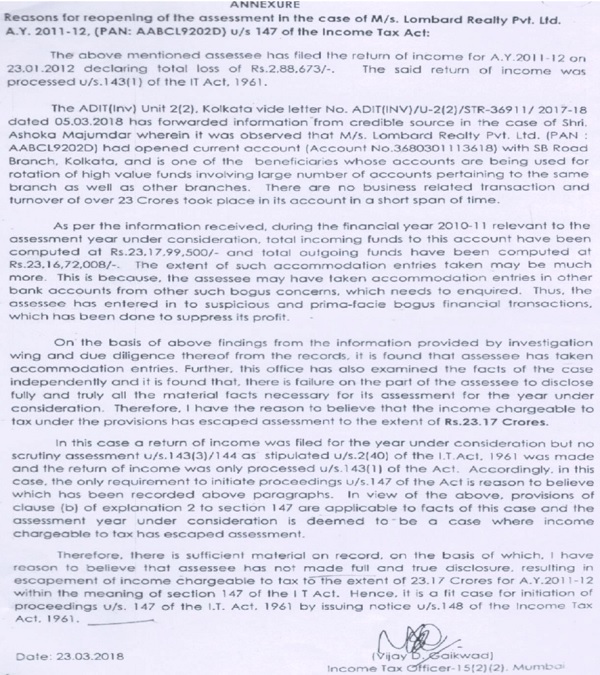 reopened the assessment by recording
