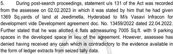 statement of the assessee recorded