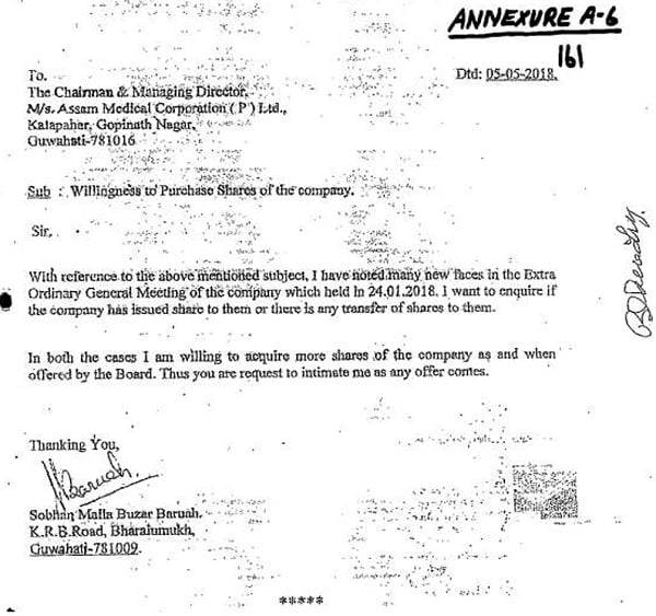 vide letter dated 05.05.2018 had offered to acquire more shares of the company