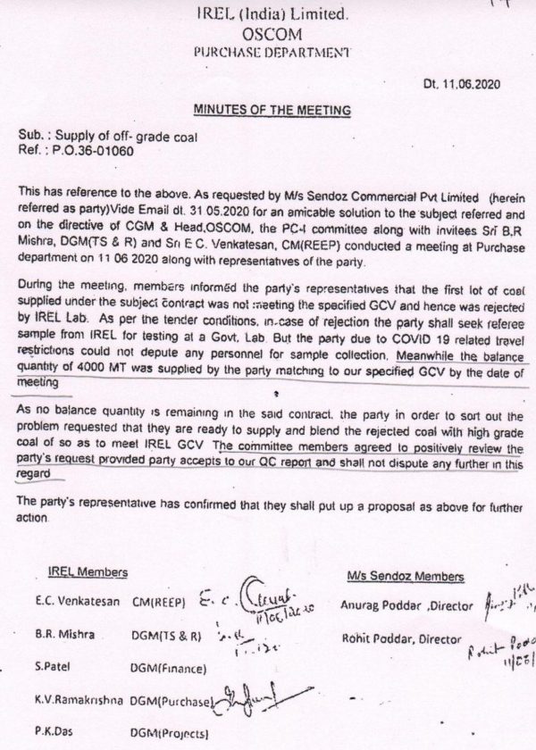 Minutes of meeting have been extracted below