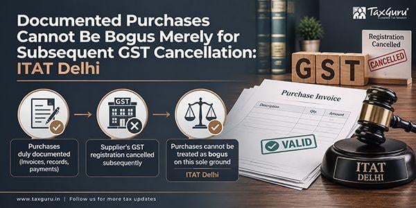 Documented Purchases Cannot Be Bogus Merely for Subsequent GST Cancellation: ITAT Delhi