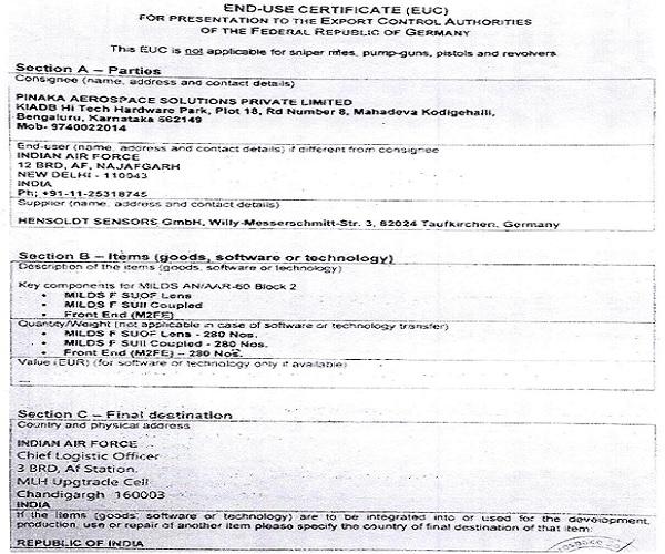 END-USE CERTIFICATE (EUC)