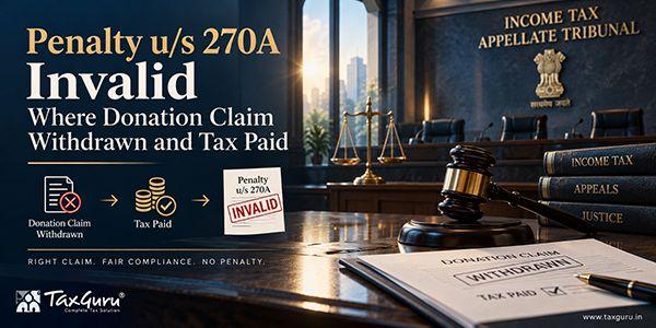 Penalty u/s 270A Invalid Where Donation Claim Withdrawn and Tax Paid