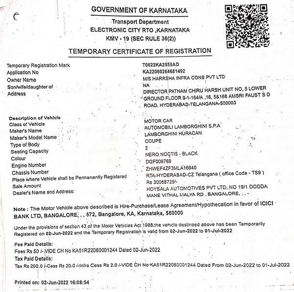Temporary Certificate Of Registration