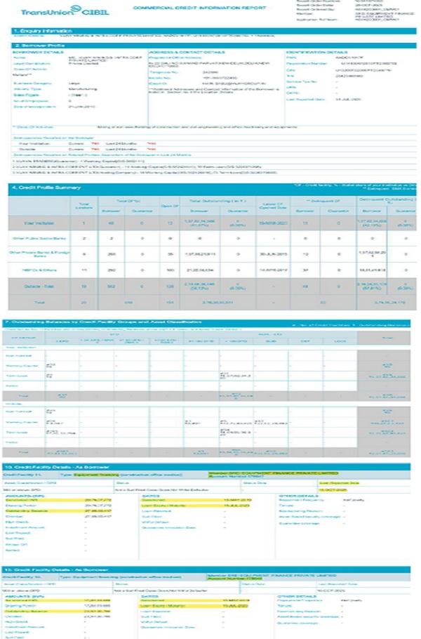 The Financial Creditor has also enclosed CIBIL Report dated 28.10.2025