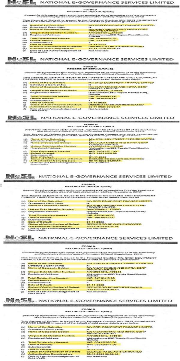 The Financial Creditor has also enclosed NeSL Report