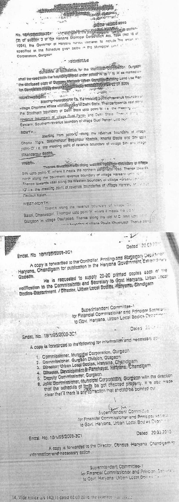 The copy of said notification is filed