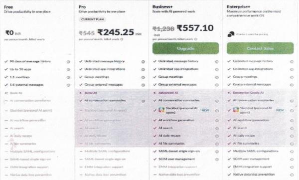 The details of subscription Plans
