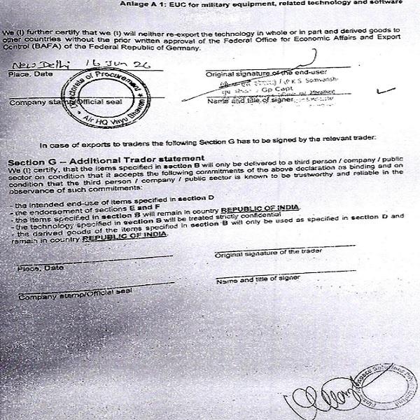 applicant placed on record an End-Use Certificate issued by the Indian Air Force