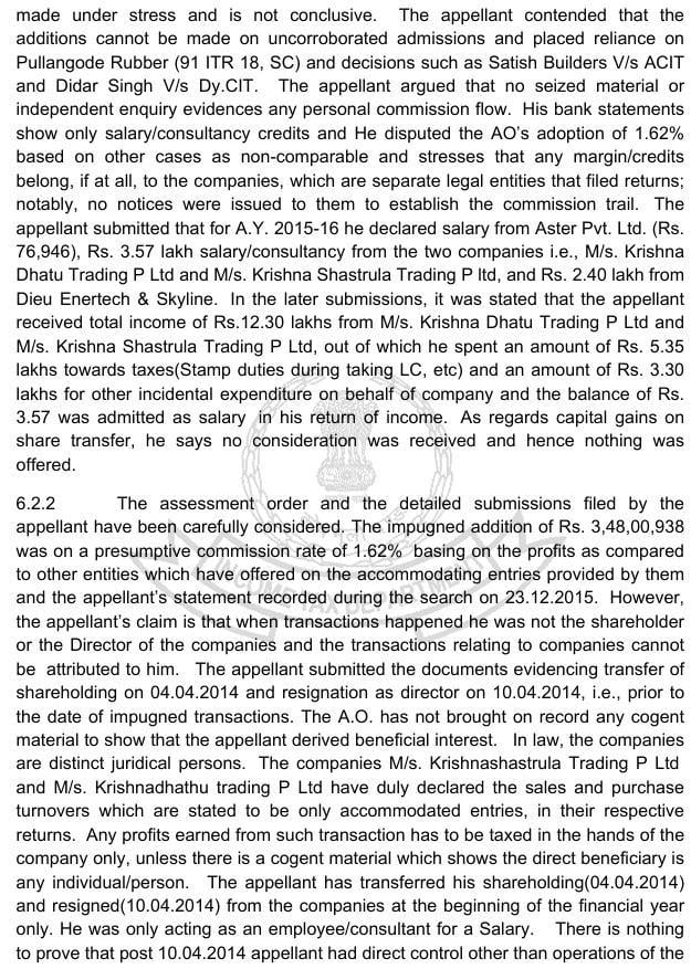 material on record establishing