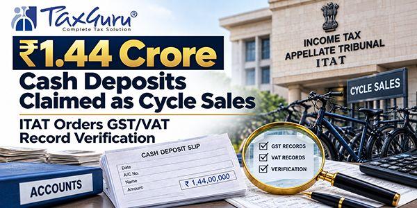 ₹1.44 Crore Cash Deposits Claimed as Cycle Sales: ITAT Orders GST/VAT Record Verification