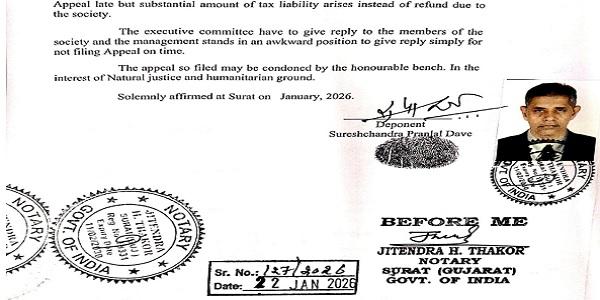 Affidavit for condonation of delay