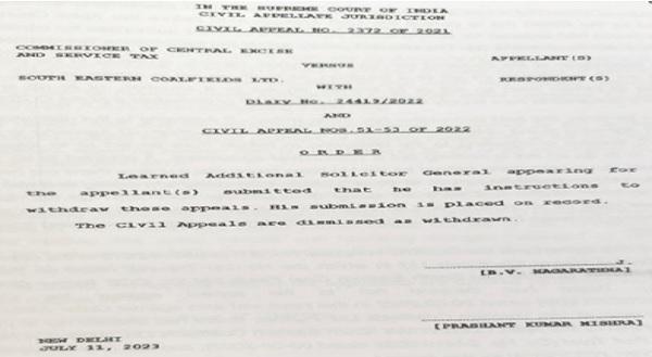 Apex Court dismissed the same as withdrawn