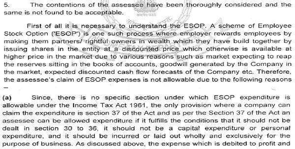 ESOP expenses are capital in nature