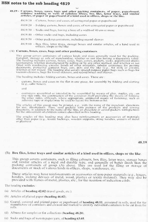 HSN notes to the sub heading
