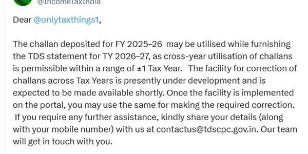TDS Challan Paid for Wrong Tax Year? Income Tax Department Clarifies ±1-Year Utilisation