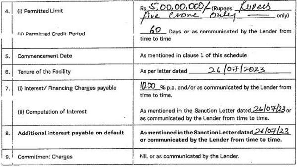 Item 4(ii) of Schedule 1 is reproduced herein fore ready reference