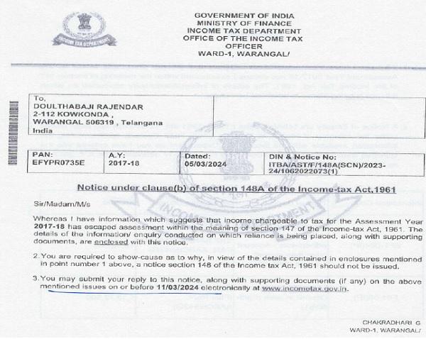 Notice under clause