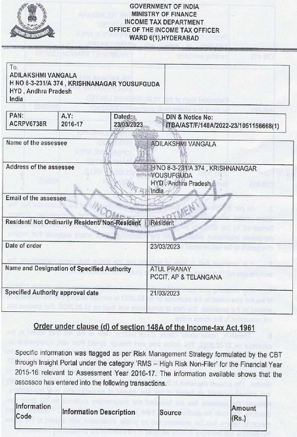 Order under clause (d) of section 148A
