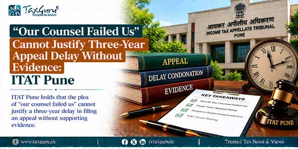 “Our Counsel Failed Us” Cannot Justify Three-Year Appeal Delay Without Evidence: ITAT Pune