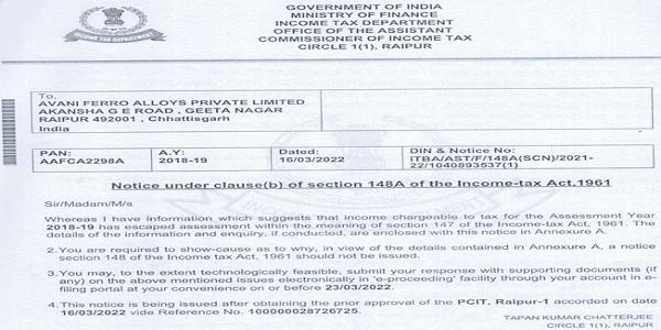Section 148A(b) Notice in Avani Ferro Alloys Case — Seven-Day Compliance Dispute