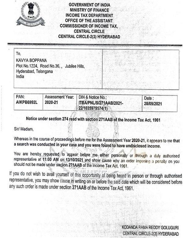 Show cause notice dated 28.09.2021