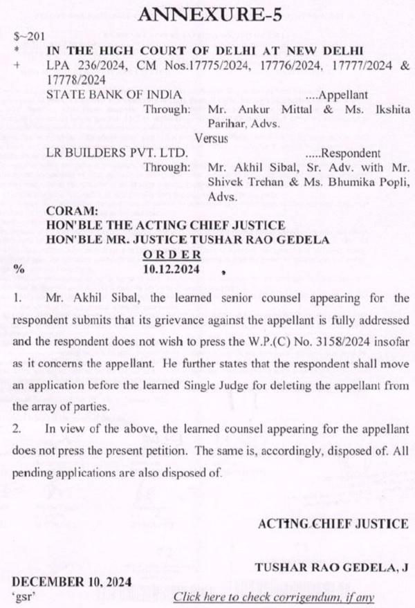 State Bank of India Vs LR Builders Pvt. Ltd.