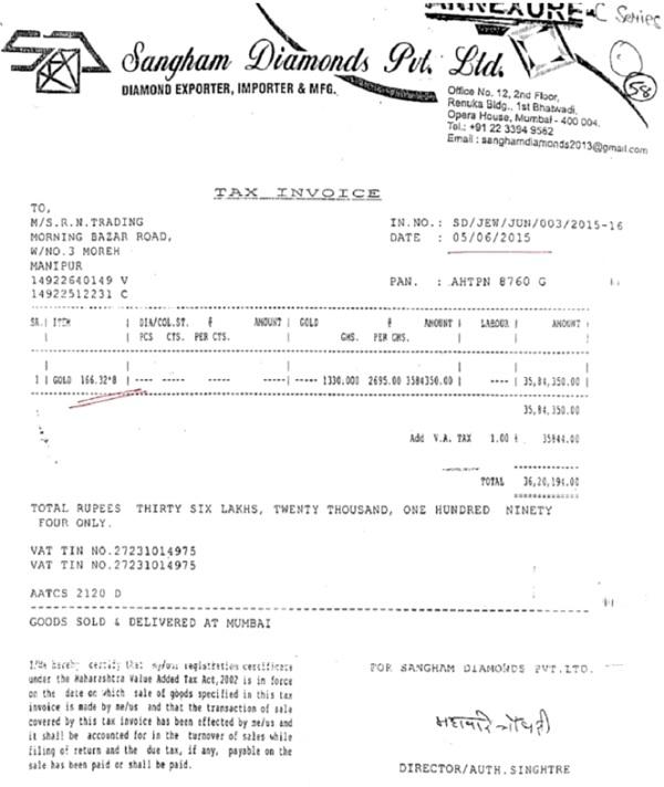 Tax Invoice Issued by Sangham Diamonds