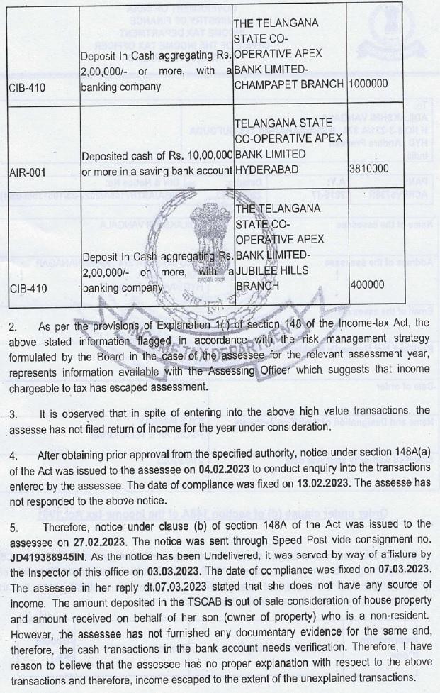 The Telangana State Co-Operative Apex Bank Limited