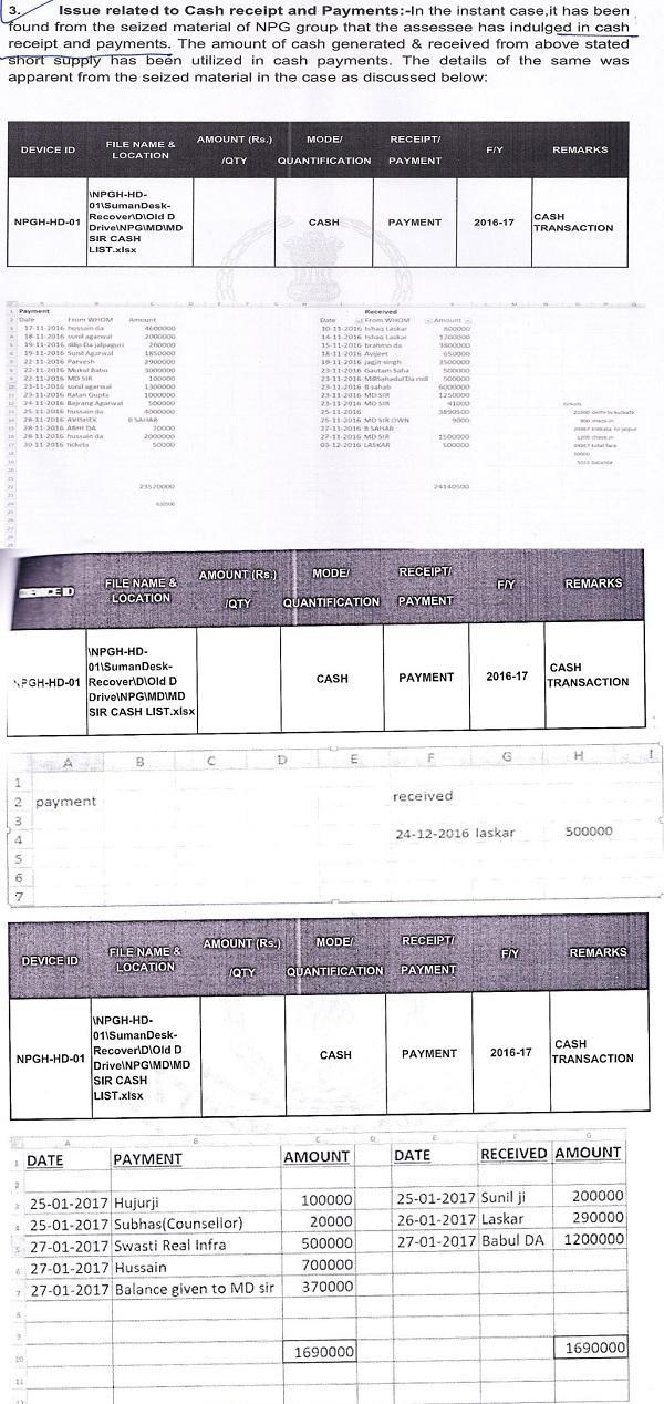 issue related to cash recirpt and payment