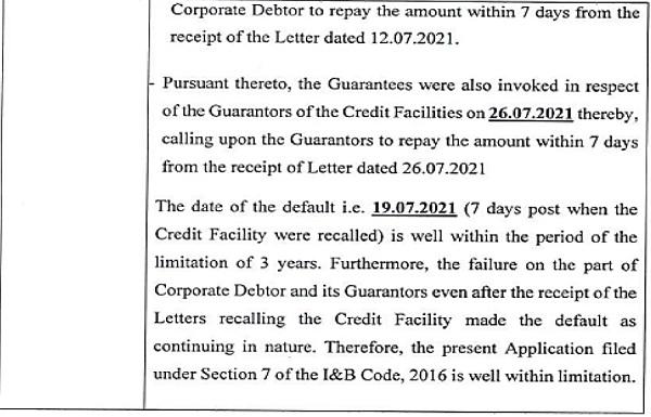 relevant excerpts from Part-IV of the application preferred under Section 7 of IBC, 2016 1