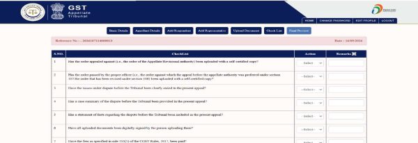 Figure 4. The final checklist, with Yes, No or NA against each item (Step 15).