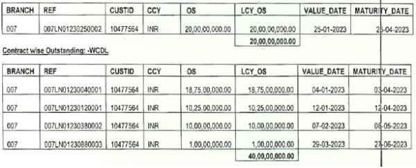 utstandings in various credit accounts